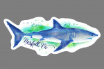 Norfolk, Virginia - Great White Shark - Watercolor - Contour