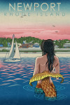 Newport, Rhode Island - Mermaid & Beach