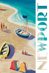 Newport, Rhode Island - Vintage Beach Scene
