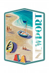 Newport, Rhode Island - Vintage Beach Scene - Contour