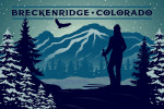 Breckenridge, Colorado - Vector Silhouette - Skier & Mountain