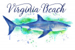 Virginia Beach, Virginia - Great White Shark - Watercolor