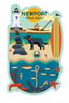 Newport, Rhode Island - Geometric - Beach and Lighthouse - Contour