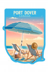 Port Dover, Canada - Lithograph - Beach Chair & Umbrella - Contour