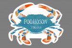 Poquoson, Virginia -Watercolor - Blue Crab - Contour