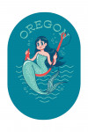 Oregon - Vintage Mascot - Mermaid - Contour