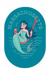 Massachusetts - Vintage Mascot - Mermaid - Contour