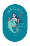 Hawaii - Vintage Mascot - Mermaid - Contour