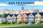 San Francisco, California - Painterly - Painted Ladies