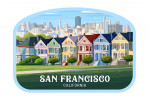 San Francisco, California - Painterly - Painted Ladies - Contour