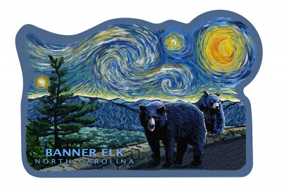 Banner Elk, North Carolina - Starry Night - Black Bears - Contour