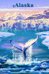 Alaska - Oil Painting - Whale Tail with Glacier