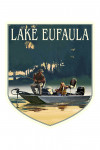 Lake Eufaula, Alabama - Painterly - Fishermen in Boat - Contour