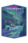 Colorado - Lithograph - Northern Lights & Cabin - Contour