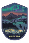 Colorado - Village under Northern Lights - Lithograph - Contour
