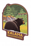 Kalama, Washington - Painterly - Black Bear in Forest - Contour