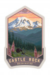 Castle Rock, Washington - Painterly - Bear and Spring Flowers - Contour