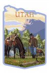 Utah - Painterly - Cowboy and Horse in Spring - Contour