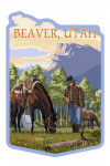 Beaver, Utah - Painterly - Cowboy and Horse in Spring - Contour