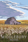 Middlebury, Indiana - Painterly - Wheat Field & Barn