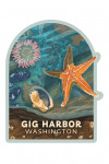 Gig Harbor, Washington - Tiny World, Huge Wonders - Starfish & Shells - Contour