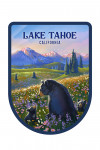 Lake Tahoe, California - Lithograph - Bear Family in Field with Mountains - Contour