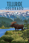 Telluride, Colorado - Painterly - Moose - Summer Scene