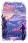 Pagosa Springs, Colorado - Watercolor Study - Purple Skies - Ski View