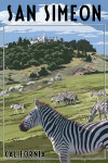 San Simeon, California - Zebras and Castle