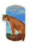 Castle Rock, Washington - Lithograph Wildlife Series - Pacific Northwest - Mountain Lion - Contour