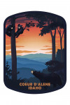 Coeur d'Alene, Idaho - Black Bear Family - Sunset - Contour