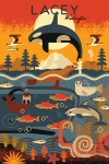 Lacey, Washington - Geometric - Marine Animals
