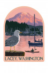 Lacey, Washington - Marina & Rainier at Sunset - Contour