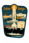 Baton Rouge, Louisiana - Retro Skyline - Contour