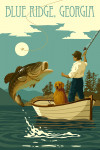 Blue Ridge, Georgia - Fisherman & Dog