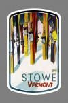 Stowe, Vermont - Colorful Skis - Contour