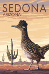 Sedona, Arizona - Painterly - Roadrunner and Saguaro Cactus