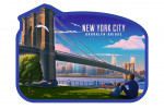 New York City, New York - Lithograph - Brooklyn Bridge at Dusk - Contour