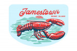Jamestown, Rhode Island - Distressed Ink - Red Lobster - Contour