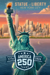 New York City, New York - Lithograph - Statue of Liberty at Dusk - USA 250th Anniversary