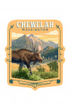Chewelah, Washington - Painterly - Moose - Contour