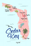 Cedar Key, Florida - Typography & Icons - Pink & Blue