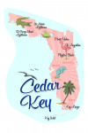 Cedar Key, Florida - Typography & Icons - Pink & Blue - Contour