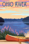 Ohio River - Painterly - Canoe & Lake