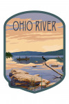 Ohio River - Painterly - Lake Sunrise Scene - Contour