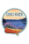 Ohio River - Painterly - Canoe & Lake - Contour
