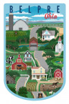 Belpre, Ohio - Retro Countryside - Blue & Red Text - Contour