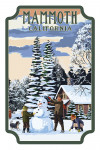 Mammoth, California - Painterly - Snowman Scene - Contour