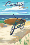 Cambria, California - Painterly - Beach Cruiser on Beach