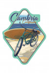 Cambria, California - Painterly - Beach Cruiser on Beach - Contour